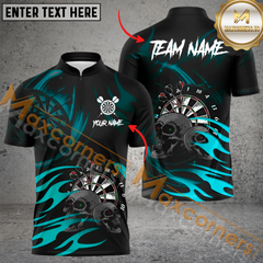 Maxcorners Darts Skull Thunder Light MutilColor Option Customized Name, Team Name 3D Polo Shirt