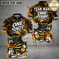 Maxcorners Bowling One Shot HipHop Bee Personalized Name 3D Unisex Shirt