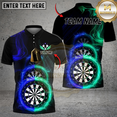 Maxcorners Darts Triple Double Flame Dartboard Customized Name, Team Name 3D Shirt (4 Colors)