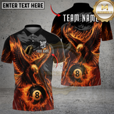 Maxcorners Billiards Ball 8 Burning Eagle Personalized Name Shirt (4 Colors)