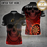 Maxcorners Darts Shirt Skull Darts Dartboard Fire Gradient Tribal Pattern Multicolor Options Personalized Name, Team Name 3D Shirt (4 Colors)