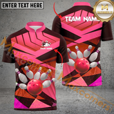 Maxcorners Classic Bowling Jersey Multicolor Option Customized Name, Team Name 3D Polo Shirt