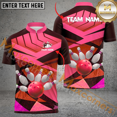 Maxcorners Classic Bowling Jersey Multicolor Option Customized Name, Team Name 3D Polo Shirt