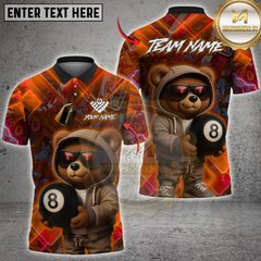 Maxcorners Billiards Cool Bear 8-Ball Pool Multicolor Customized Name, Team Name 3D Shirt