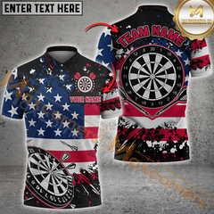 Maxcorners Personalized American Flag Darts Shirt For Men Custom Grunge Paint Splash Patriotic Dart Jersey