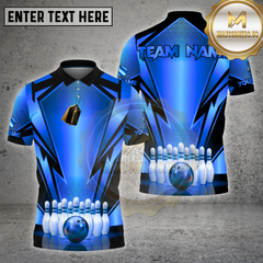 Maxcorners Bowling Shirt Gold Black Geometric Pattern Strike Design Multi Options Personalized Name, Team Name 3D Shirt
