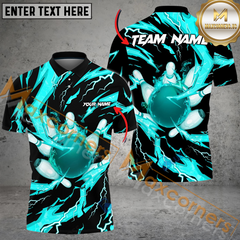 Maxcorners Super Thunder Aura Bowling Jersey Multicolor Option Customized Name, Team Name 3D Polo Shirt
