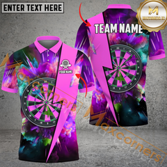 Maxcorners Darts Colourful Smoke Mutilcolor Options Personalized Name, Team Name 3D Polo Shirt