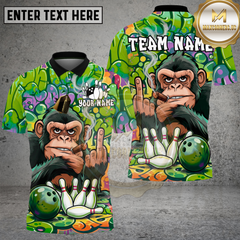 Maxcorners Bowling Shirt Cool Chimp Smoking Cigar Graffiti Art Multioptions Personalized Name, Team Name 3D Shirt (4 Colors)