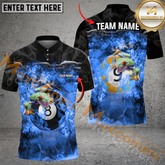Maxcorners Ball 8 & Ball 9 Frog Style Billiard Jersey Multicolor Options Personalized Name, Team Name 3D Polo Shirt (4 Colors)