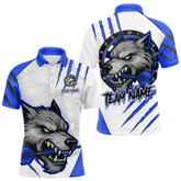 Maxcorners Blue And White Custom Claw Wolf Dart Shirts For Men, Dart Team Shirt Polo & 1/4 Zip, Dart Jerseys LM1805