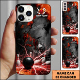 Maxcorners Bowling Lightning Storm Ball Pins Personalized Name Phone Case
