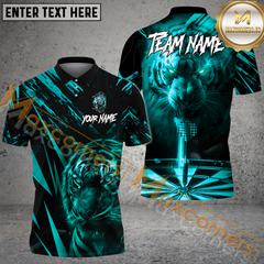 Maxcorners Tiger King Of Jungle Darts Jersey Mutilcolor Options Personalized Name, Team Name 3D Polo Shirt