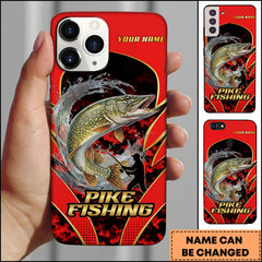 Maxcorner Pike Fishing Jumping Water Fisherman Silhouette Personalized Name 3D Phone Case