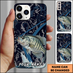 Maxcorners Crappie Fishing Dark Water Topographic Pattern Personalized Name Phone Case