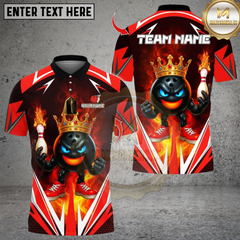 Maxcorners King Bowling Cartoon With Flame Multicolor Customized Name, Team Name 3D Shirts