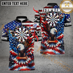 Maxcorners Darts Eagle American Flag Personalized Name, Team Name Unisex 3D Shirts
