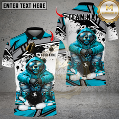 Maxcorners Bowling Bear Streetwear Red Hoodie Multicolor Customized Name, Team Name 3D Shirts