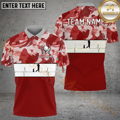 Maxcorners Golf Camo Print And Heartbeat Multicolor Customized Name, Team Name 3D Shirts