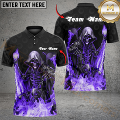 Maxcorners Golf Flaming Grim Reaper Multicolor Customized Name, Team Name 3D Shirts