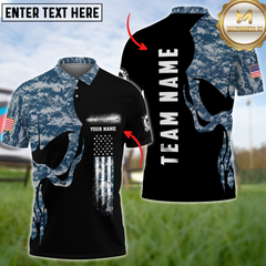 Maxcorners Archery Skull Camo Flag Personalized Name, Team Name 3D Unisex Shirt