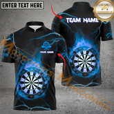 Maxcorners Darts Fire Flame Sport Jersey Multicolor Option Customized Name, Team Name 3D Polo Shirt