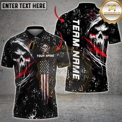 Maxcorners Darts Grim Skull with American Flag Personalized Name 3D Unisex Shirt