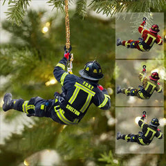 Maxcorners Personalized Firefighter Christmas -Two Sided Ornament for Fireman, Gift for Dad and Mom Christmas Firefighter Ornament 2D Flat