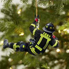 Maxcorners Personalized Firefighter Christmas -Two Sided Ornament for Fireman, Gift for Dad and Mom Christmas Firefighter Ornament 2D Flat