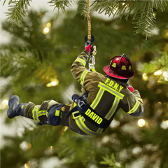 Maxcorners Personalized Firefighter Christmas -Two Sided Ornament for Fireman, Gift for Dad and Mom Christmas Firefighter Ornament 2D Flat