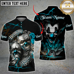 Maxcorners Bowling Evil Clown & Mask Design Multicolor Options Personalized Name, Team Name 3D Shirt