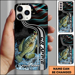 Maxcorners Crappie Fishing American Flag Water Splash Art Personalized Name Phone Case