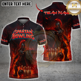 Maxcorners Bowling Spartan Warrior Fire Design Multicolor Customized Name, Team Name 3D Shirts