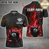 Maxcorners Ball 8 Pool Thunder Lightning Billiard Jersey Multicolor Options Personalized Name, Team Name 3D Polo Shirt
