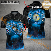 Maxcorners Ball 8, Ball 9 Lion King Billiard Jersey Multicolor Options Personalized Name, Team Name 3D Polo Shirt (4 Colors)