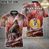 Maxcorners Ball 9 Shark and Lightning Billiard Jersey Multicolor Option Customized Name, Team Name 3D Polo Shirt