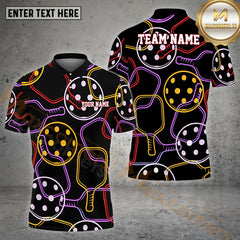 Maxcorners Pickleball Pattern Customized Name, Team Name 3D Shirt (4 colors)