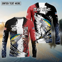 Maxcorners Tuna Fishing Paint Scratch American Flag scratch Sport Custom Name & Team Name 3D Shirts
