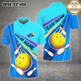 Maxcorners Colorful Strike Bowling Pattern Multicolor Options Personalized Name, Team Name 3D Polo Shirts (4 Colors)