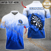Maxcorners Darts Flame Pattern Multicolor Options Personalized Name, Team Name 3D Polo Shirt (4 Colors)