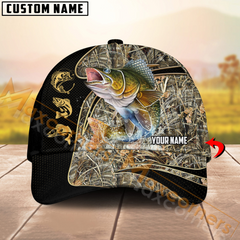 Maxcorners Walleye Fishing Camo Fishing Pattern Multicolor Personalized Name 3D Cap