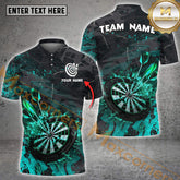 Maxcorners Darts Light Burning Dartboard Pattern Multicolor Options Personalized Name, Team Name 3D Polo Shirt (4 Colors)