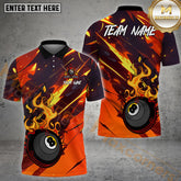 Maxcorners Ball 8 Custom Fire Effect Design, Breathable Sport Shirt Billiard Jersey Multicolor Options Personalized Name, Team Name 3D Shirt (4 Colors)