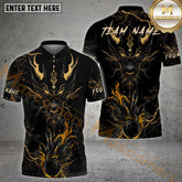 Maxcorners Flame Bowling Black & Gold Dragon Artwork Multicolor Option Customized Name, Team Name 3D Shirt (4 Colors)