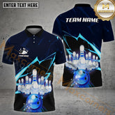 Maxcorners Bowling Light Artwork Multicolor Option Customized Name, Team Name 3D Shirt (4 Colors)