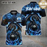 Maxcorners Bowling Ball Dragon Flaming Multicolor Options Personalized Name, Team Name 3D Shirt (4 Colors)