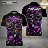 Maxcorners Billiard Gothic Skull & Rose 8 Ball Multicolor Options Personalized Name, Team Name 3D Shirt (4 Colors)