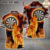 Maxcorners Fire Moonlight Dartboard Darts Wolf Jersey Multicolor Options Personalized Name, Team Name 3D Shirt (4 Colors)