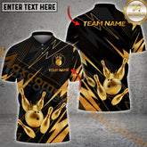 Maxcorner Bowling Ball & Pins Premium Crown Version 2 Multicolor Option Customized Name 3D Shirt (6 Colors)