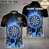 Maxcorners Darts Flame Premium Multicolor Options Personalized Name, Team Name 3D Polo Shirt (4 Colors)